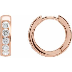 14K Rose 5/8 CTW Lab-Grown Diamond 14 mm Hinged Hoop Earrings