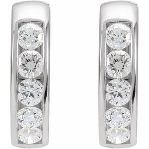 14K White 5/8 CTW Lab-Grown Diamond 14 mm Hinged Hoop Earrings