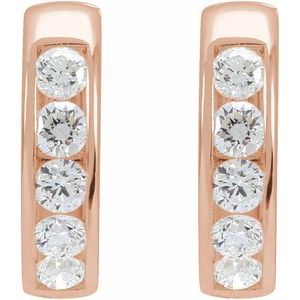 14K Rose 5/8 CTW Lab-Grown Diamond 14 mm Hinged Hoop Earrings