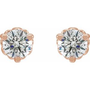14K Rose 1/3 CTW Lab-Grown Diamond Fleur-de-Lis Earrings