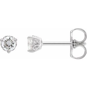 14K White 1/5 CT Lab-Grown Diamond Scroll Earrings