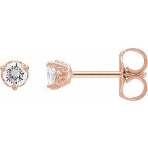 14K Rose 1/5 CT Lab-Grown Diamond Scroll Earrings