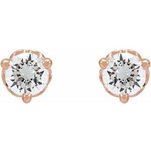 14K Rose 1/5 CT Lab-Grown Diamond Scroll Earrings