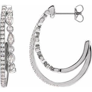 14K White 1 1/5 CTW Lab-Grown Diamond 30.5 mm Hoop Earrings