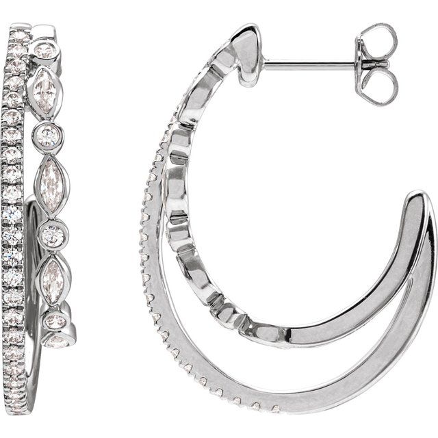 14K White 1 1/5 CTW Lab-Grown Diamond 30.5 mm Hoop Earrings