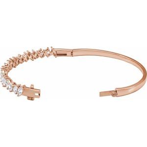 14K Rose 4 1/5 CTW Lab-Grown Diamond Bangle 7" Bracelet