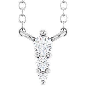 14K White .05 CTW Lab-Grown Diamond Graduated 18" Necklace