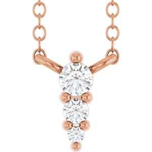 14K Rose .05 CTW Lab-Grown Diamond Graduated 18" Necklace