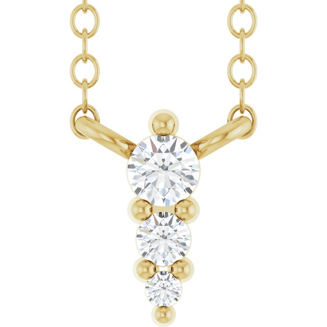 14K Yellow .05 CTW Lab-Grown Diamond Graduated 18" Necklace