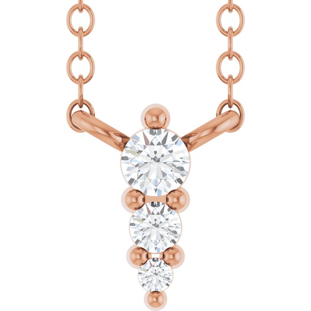 14K Rose .05 CTW Lab-Grown Diamond Graduated 18" Necklace