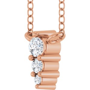 14K Rose .05 CTW Lab-Grown Diamond Graduated 18" Necklace