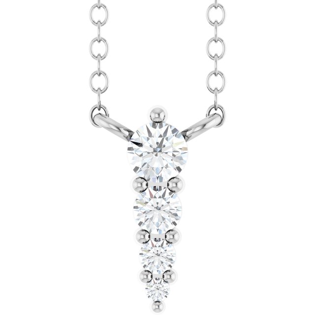 14K White 1/8 CTW Lab-Grown Diamond Graduated 18" Necklace