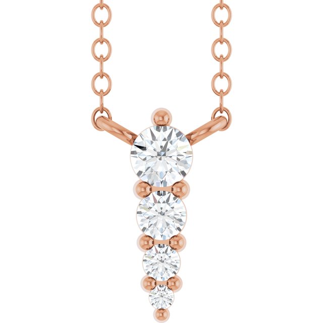 14K Rose 1/8 CTW Lab-Grown Diamond Graduated 18" Necklace
