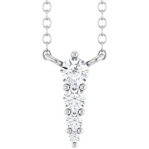 14K White 1/8 CTW Lab-Grown Diamond Graduated 18" Necklace