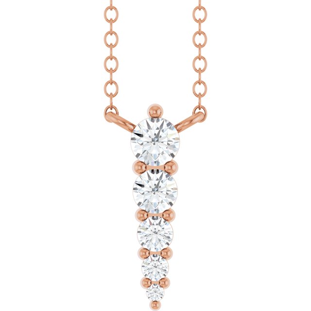 14K Rose 1/5 CTW Lab-Grown Diamond Graduated 18" Necklace