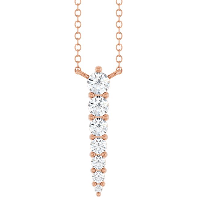 14K Rose 1/6 CTW Lab-Grown Diamond Graduated 18" Necklace