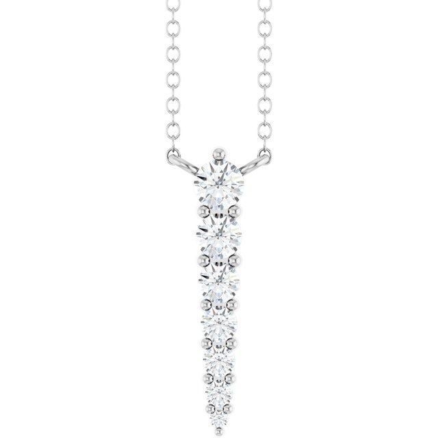 14K White 1/6 CTW Lab-Grown Diamond Graduated 18" Necklace