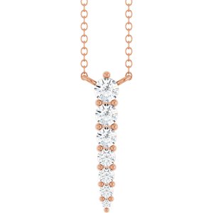 14K Rose 1/6 CTW Lab-Grown Diamond Graduated 18" Necklace