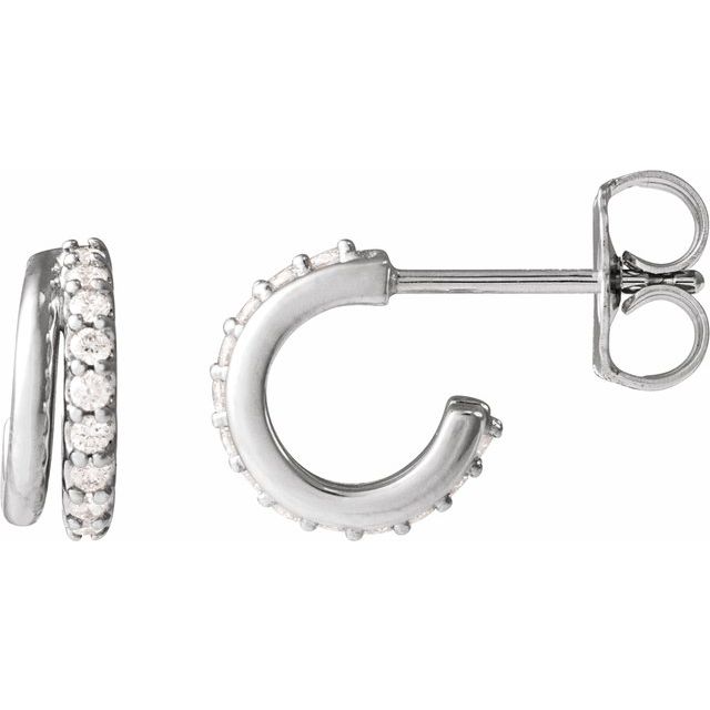 14K White 1/6 CTW Lab-Grown Diamond Hoop Earrings