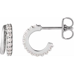 Platinum 1/6 CTW Lab-Grown Diamond Hoop Earrings