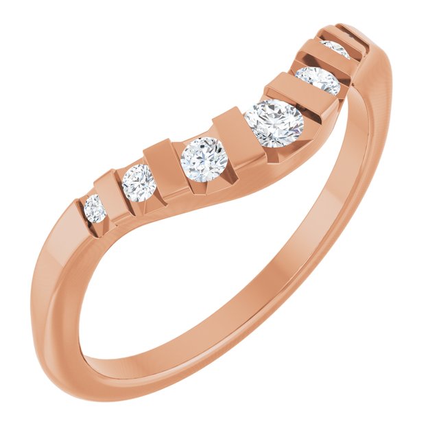 14K Rose Round 1/6 CTW Lab-Grown Diamond Channel-Set Contour Band