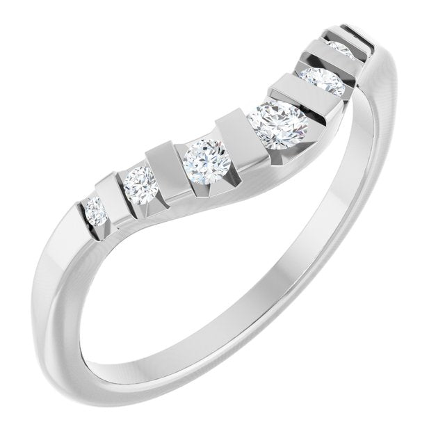 Platinum Round 1/6 CTW Lab-Grown Diamond Channel-Set Contour Band