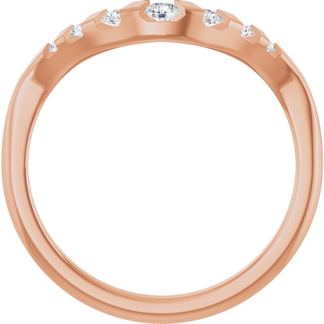 14K Rose Round 1/6 CTW Lab-Grown Diamond Channel-Set Contour Band