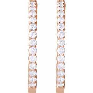 14K Rose 5 CTW Lab-Grown Diamond Inside-Outside Hinged 37.8 mm Hoop Earrings