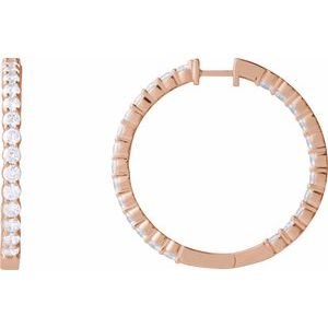 14K Rose 5 CTW Lab-Grown Diamond Inside-Outside Hinged 37.8 mm Hoop Earrings