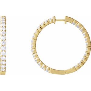 14K Yellow 5 CTW Lab-Grown Diamond Inside-Outside Hinged 37.8 mm Hoop Earrings