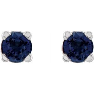 14K White 2.5 mm Lab-Grown Blue Sapphire Stud Earrings