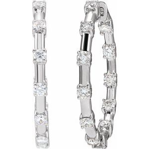 14K White 1 CTW Lab-Grown Diamond Inside-Outside 25.1 mm Hoop Earrings