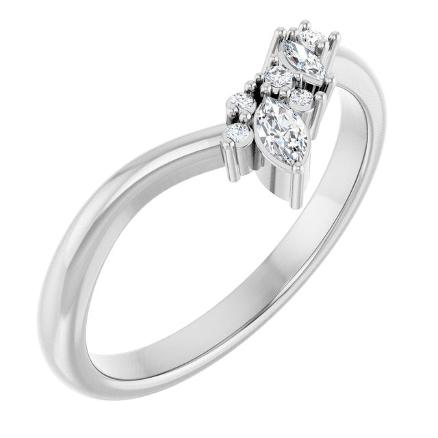 14K White 1/8 CTW Lab-Grown Diamond Contour Band