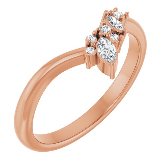 14K Rose 1/8 CTW Lab-Grown Diamond Contour Band
