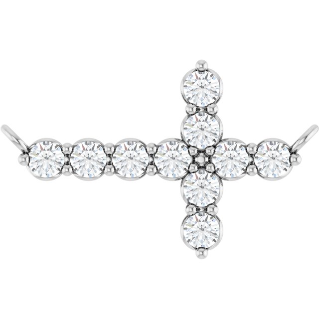 Platinum 1/3 CTW Lab-Grown Diamond Sideways Cross Necklace Center