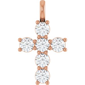 10K Rose 9/10 CTW Lab-Grown Diamond Pendant