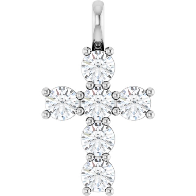 14K White 9/10 CTW Lab-Grown Diamond Pendant
