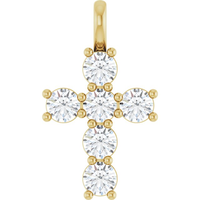 14K Yellow 9/10 CTW Lab-Grown Diamond Pendant
