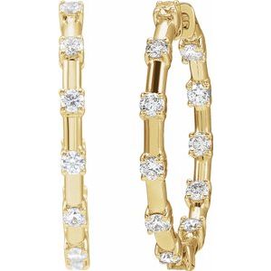14K Yellow 1 CTW Lab-Grown Diamond Inside-Outside 25.1 mm Hoop Earrings