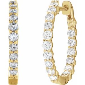 14K Yellow 1 CTW Lab-Grown Diamond Inside-Outside Hinged 19.3 mm Hoop Earrings