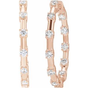 14K Rose 1 CTW Lab-Grown Diamond Inside-Outside 25.1 mm Hoop Earrings
