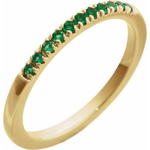 14K Yellow Lab-Grown Emerald Stackable Ring
