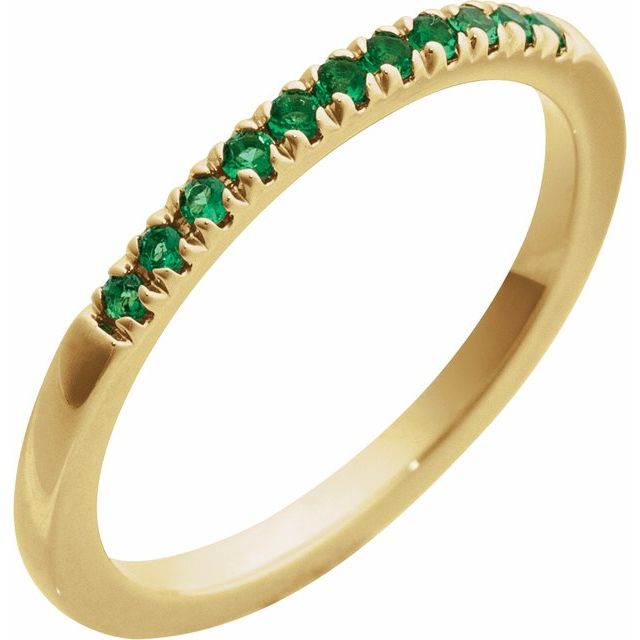 14K Yellow Lab-Grown Emerald Stackable Ring