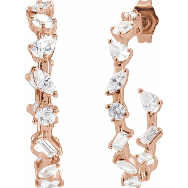 14K Rose 2 CTW Lab-Grown Diamond 24.4 mm Hoop Earrings