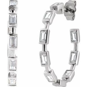 14K White 1 1/4 CTW Lab-Grown Diamond 24.5 mm Hoop Earrings