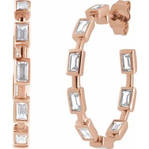 14K Rose 1 1/4 CTW Lab-Grown Diamond 24.5 mm Hoop Earrings