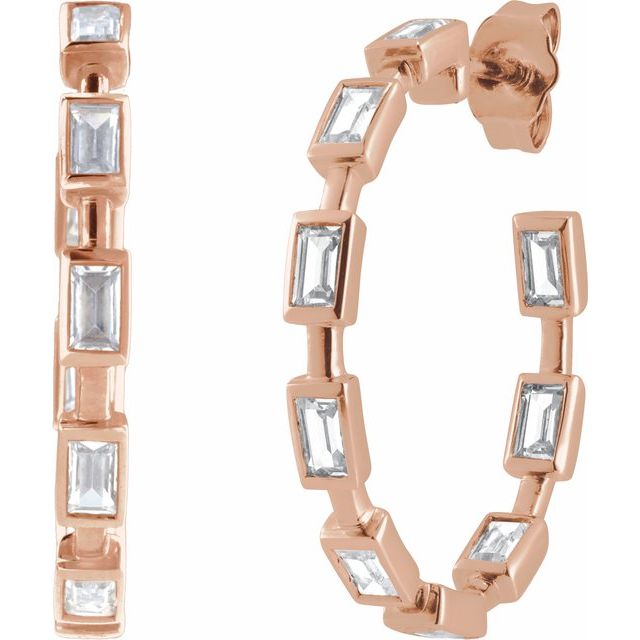 14K Rose 1 1/4 CTW Lab-Grown Diamond 24.5 mm Hoop Earrings