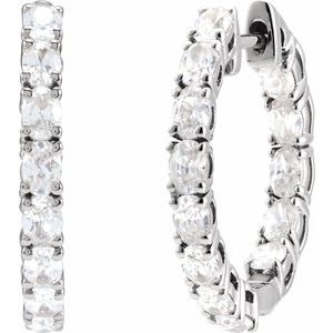 14K White 2 5/8 CTW Lab-Grown Diamond Inside-Outside 20.6 mm Hoop Earrings