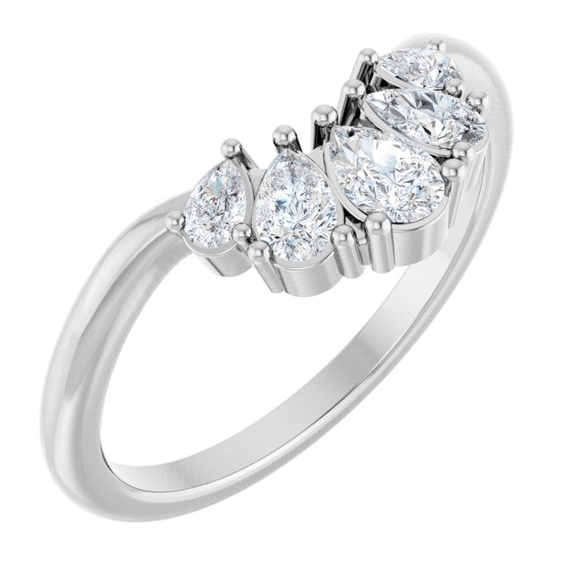 14K White 1/2 CTW Lab-Grown Diamond Contour Band