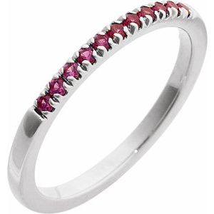 14K White Lab-Grown Ruby Stackable Ring